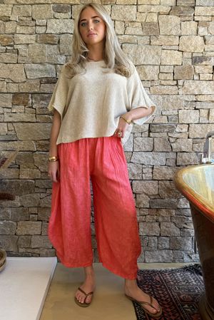 Lalli Damask 7/8 Barrel Leg Pant Watermelon